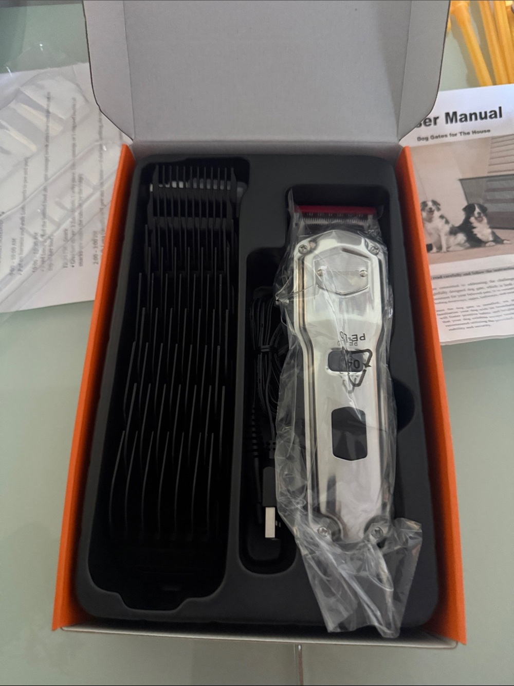 Brand New! Professional Silver Corded Hair Clipper with Black Guide Combs